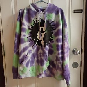 2/$10 Goosebumps Tie-Dye Hoodie Unisex Large Purple & Green